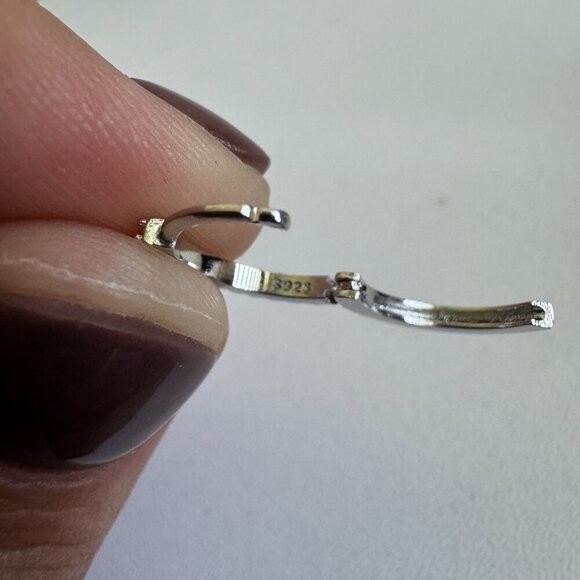 925 Sterling Silver Evil Eye Hoop Earrings – Blue & White Cubic Zirconia - Picture 5 of 8